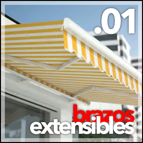 toldos de brazos extensibles. Se utilizan para las entradas o escaparates de negocios, así como terrazas en hostelería y en viviendas particulares donde también se utilizan las capotas, especialmente en las ventanas, aportando una buena dosis de estilo al conjunto del hogar.